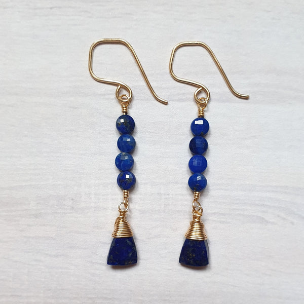 Lapis Lazuli Gold Earrings - Bijoux By Anne - buy gold filled gemstone earrings online