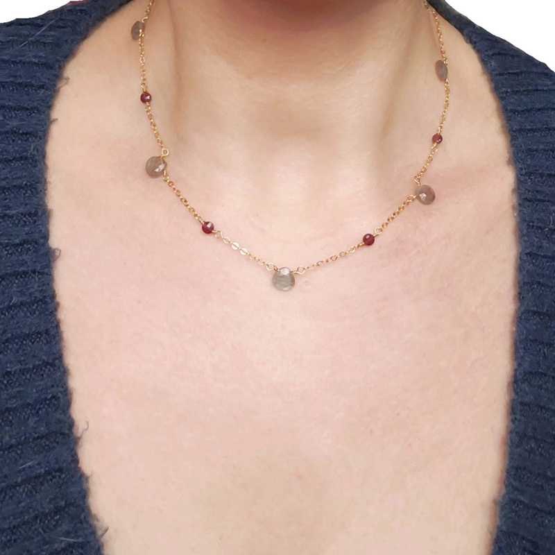 Buy Labradorite and Garnet Necklace - Bijoux by Anne