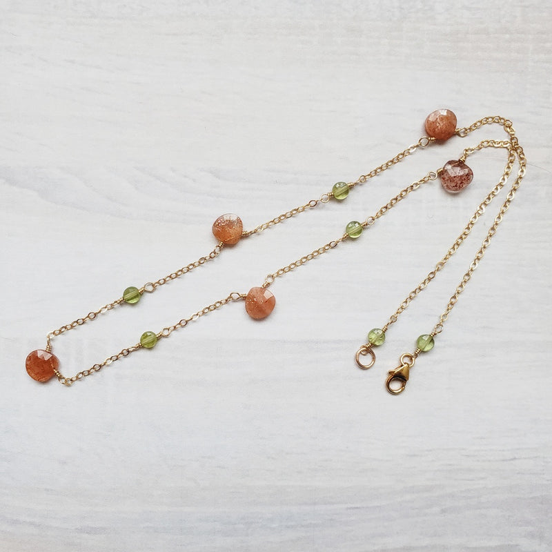 Buy Sunstone and Peridot Gold Necklace - Bijoux by Anne