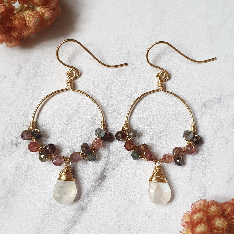 14K Zircon Hoop Earrings - Bijoux By Anne - buy gold filled gemstone earrings online