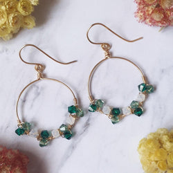 Green Swarovski Crystal Hoop Earrings - Bijoux By Anne