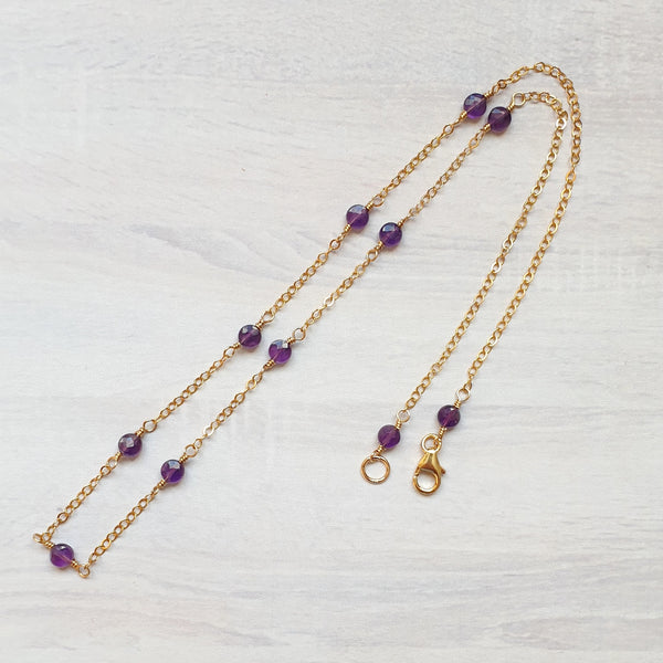 Amethyst Inspiration Station Bead 14K Gold Necklace - Bijoux By Anne
