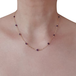Amethyst Inspiration Station Bead 14K Gold Necklace - Bijoux By Anne