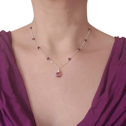 Buy Amethyst Pendant Station Silver Necklace - Bijoux By Anne