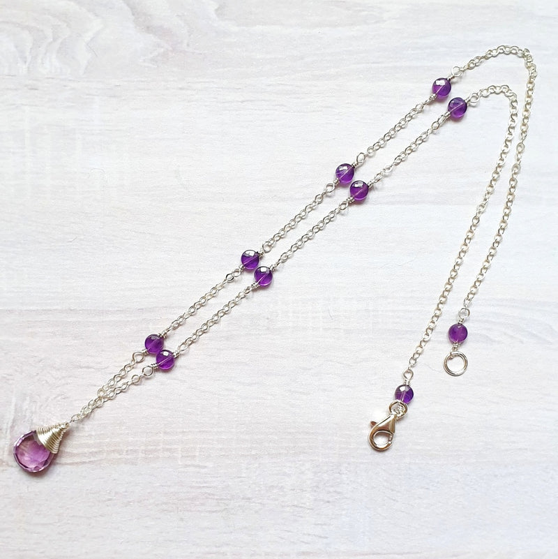 Buy Amethyst Pendant Station Silver Necklace - Bijoux By Anne