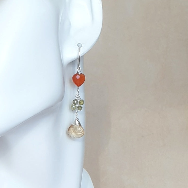 Shop Citrine and Carnelian Silver Earrings - Bijoux by Anne