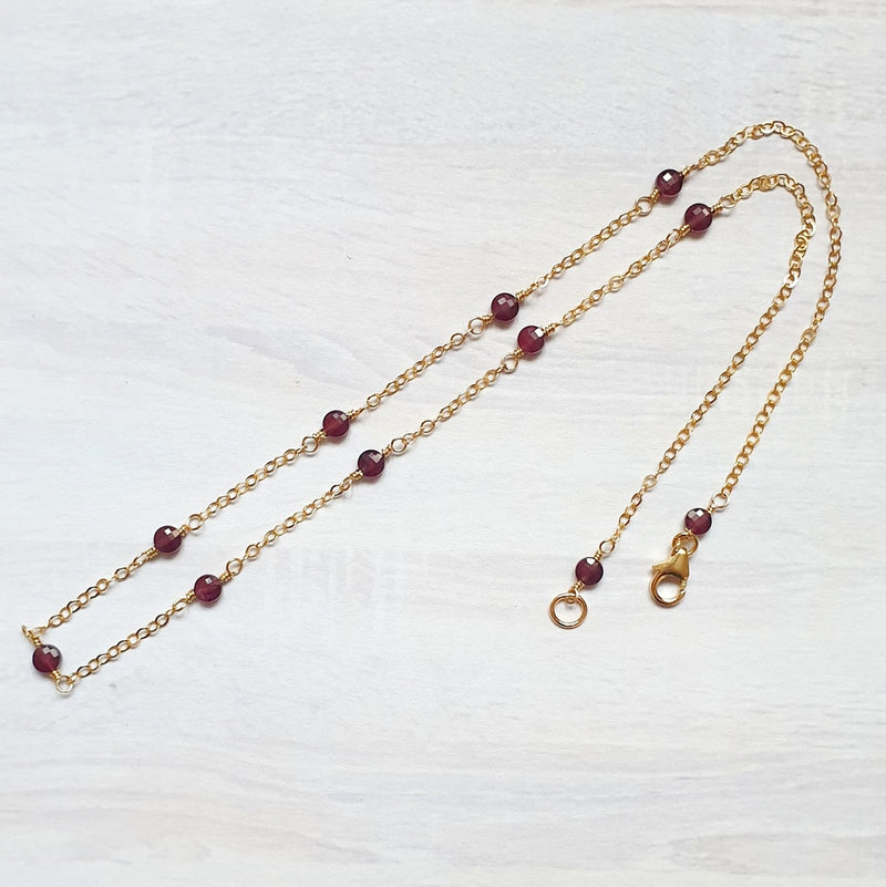 Garnet Love Station Bead 14K Gold Necklace, 40cm - Bijoux By Anne