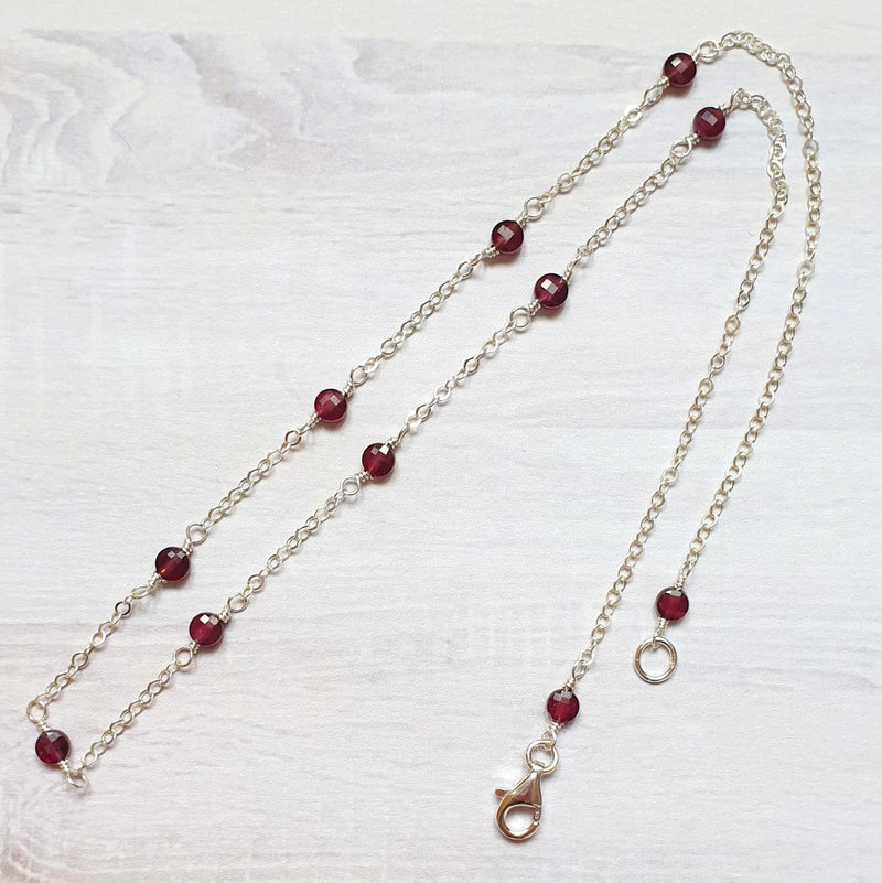 Buy Garnet Love Station Bead Silver Necklace, 40cm - Bijoux By Anne