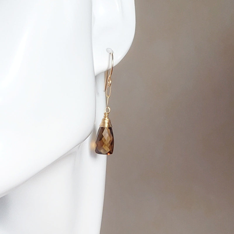 Honey Quartz Gold Earrings - Bijoux By Anne