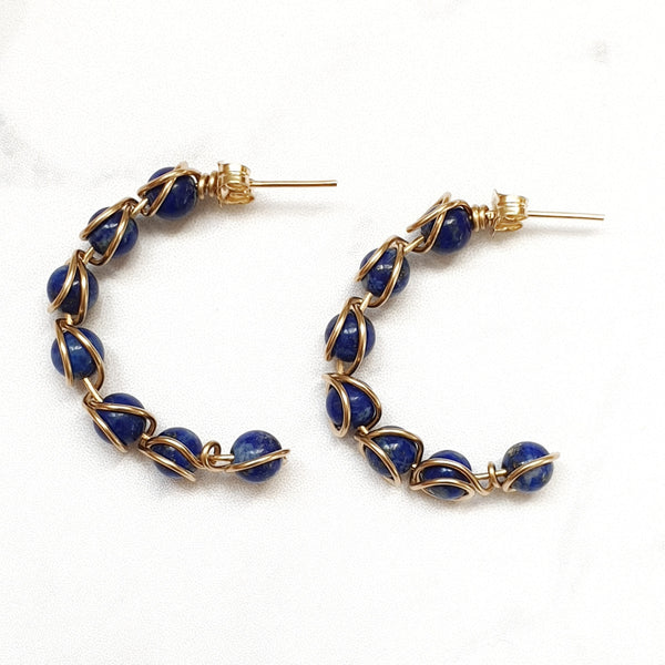 Buy Blue Lapis Lazuli Hoop Earrings - Bijoux By Anne