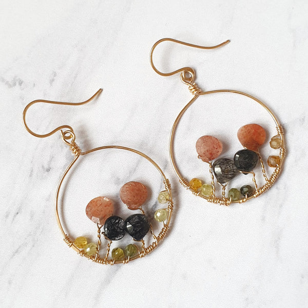 14K Boho Chic Hoop Earrings - Bijoux By Anne - buy gold filled gemstone earrings online