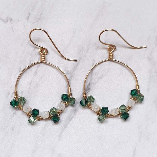 Green Swarovski Crystal Hoop Earrings - Bijoux By Anne - buy gold filled gemstone earrings online