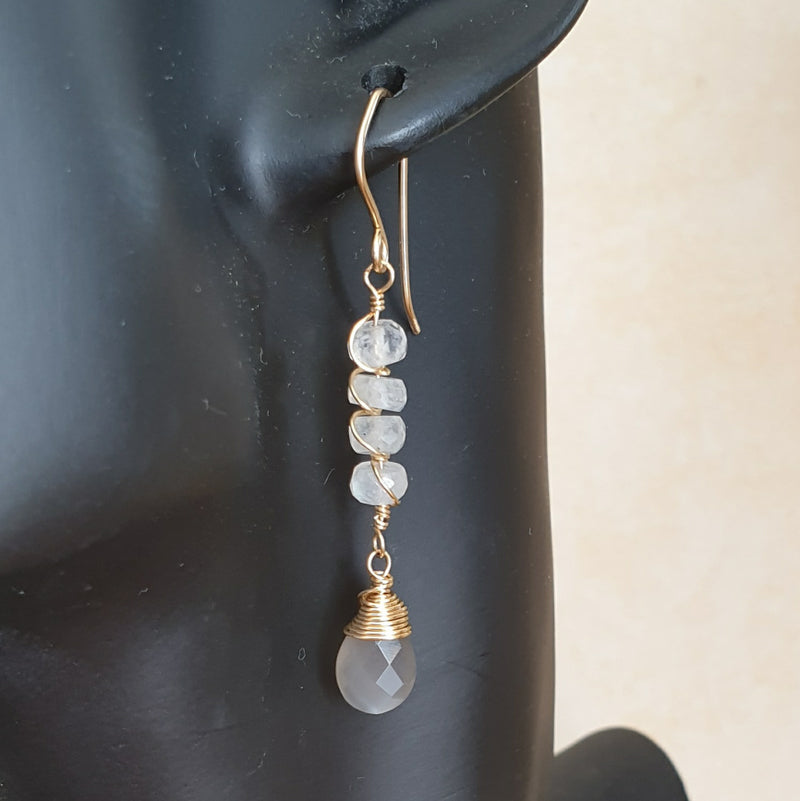 Rainbow and Gray Moonstone Earrings - Bijoux By Anne - buy stone earrings online