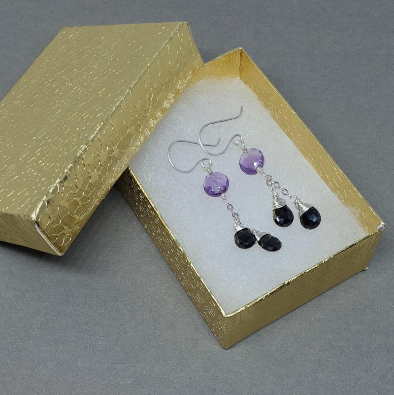 Order Amethyst and Spinel Chain Earrings - Bijoux By Anne