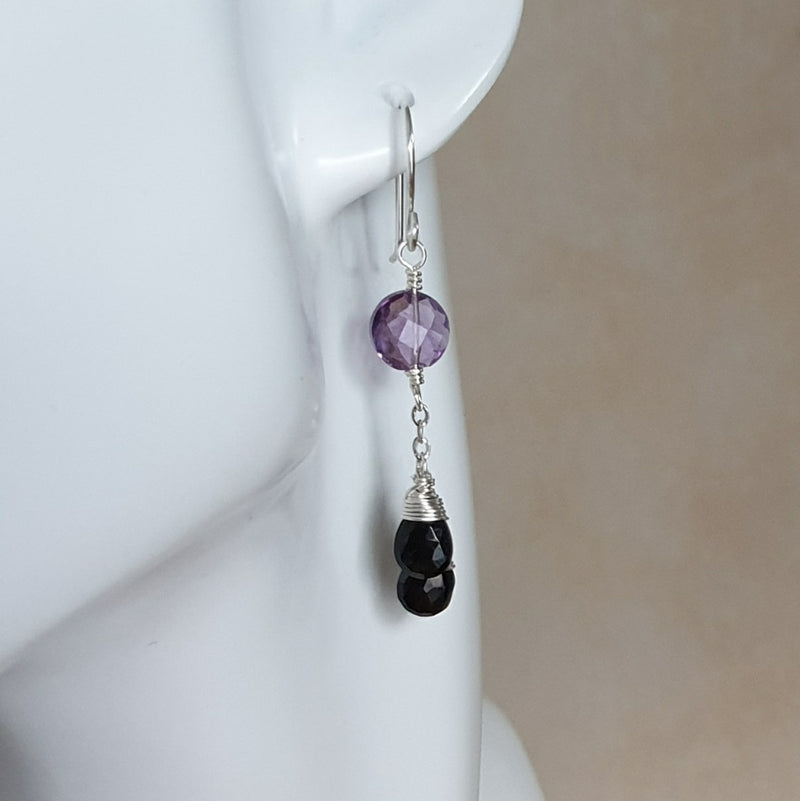 Shop Amethyst and Spinel Chain Earrings - Bijoux By Anne