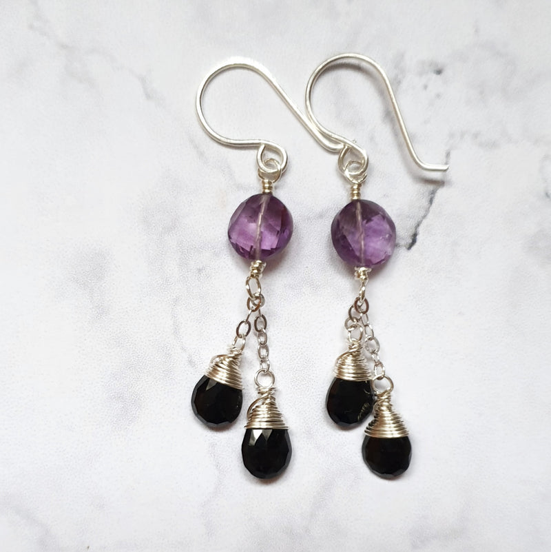 Buy Amethyst and Spinel Chain Earrings - Bijoux By Anne