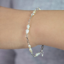 Freshwater Pearls Silver Bracelet - buy silver stone bracelet online - Bijoux By Anne