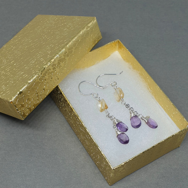 Order Citrine and Amethyst Chain Earrings - Bijoux By Anne