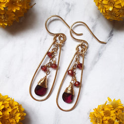 Red Garnet Earrings in 14K Gold Filled - Bijoux By Anne