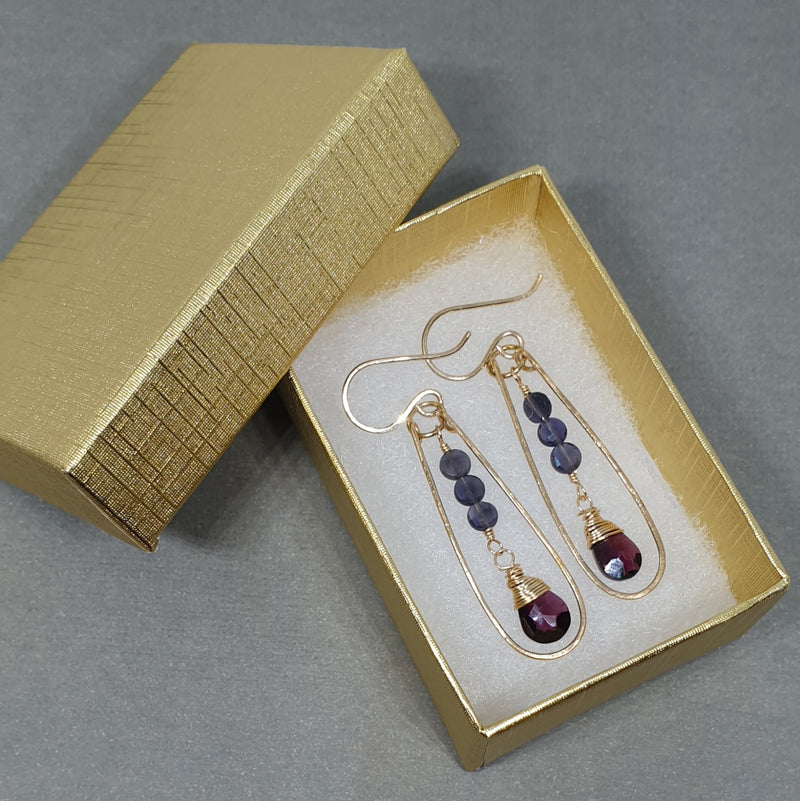 Order Red Garnet and Iolite Dangle Earrings - Bijoux By Anne