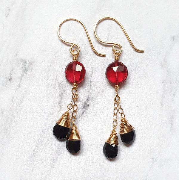 14K Spinel Chain Earrings - Bijoux By Anne - buy gold filled gemstone earrings online