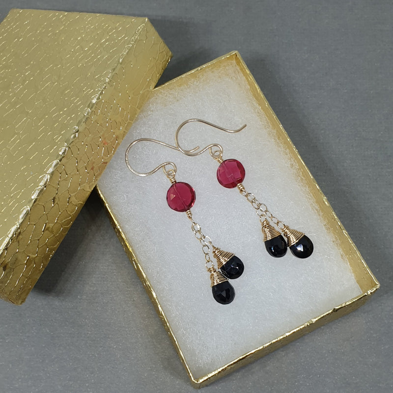 14K Spinel Chain Earrings - Bijoux By Anne - buy gemstone gold earrings online
