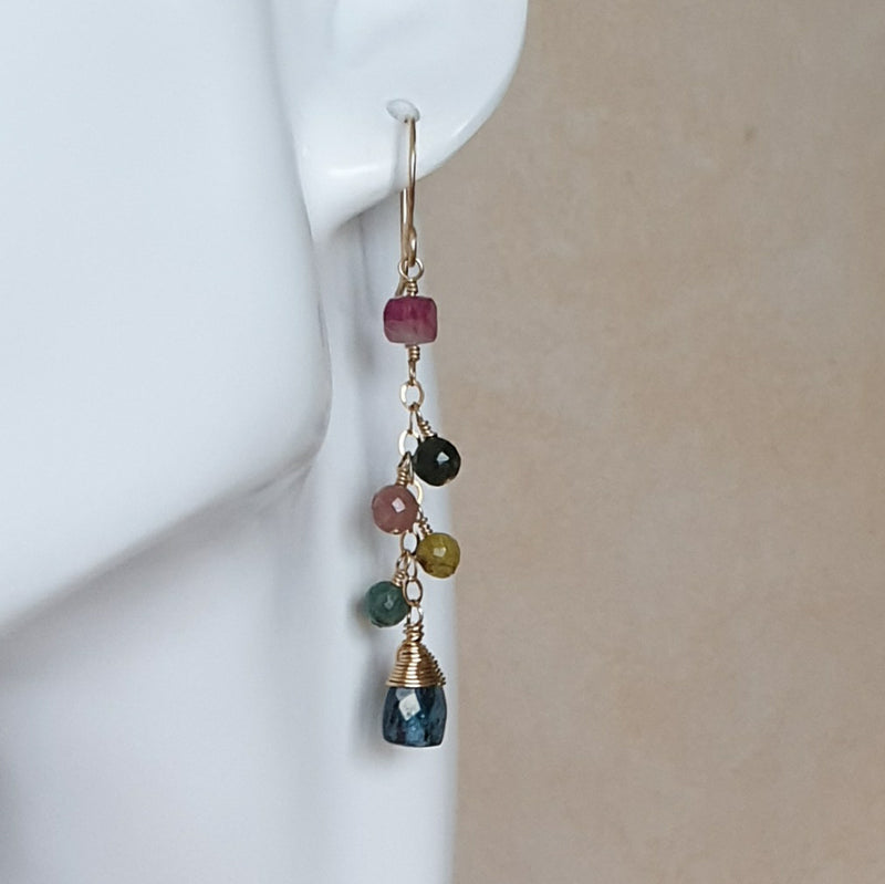 Tourmaline and Kyanite Earrings - Bijoux By Anne - buy stone earrings online