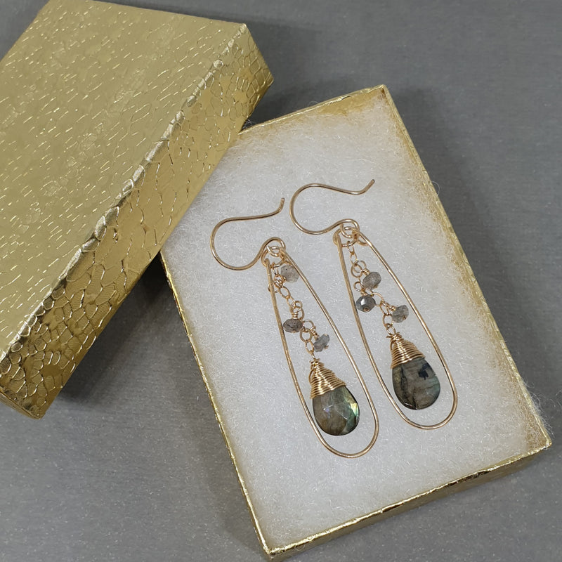 Order Vintage Labradorite Gold Earrings - Bijoux By Anne