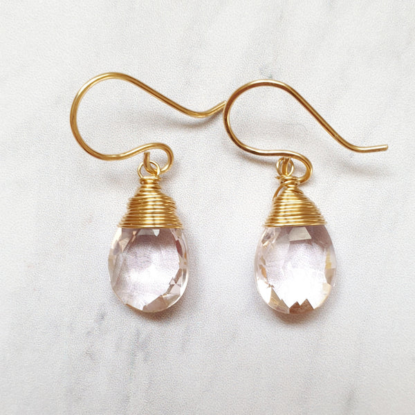 Buy Pink Topaz Drop Earrings in Gold-Filled - Bijoux By Anne