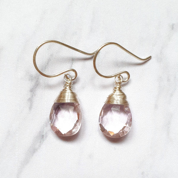 Buy Pink Topaz Drop Earrings in Silver - Bijoux By Anne