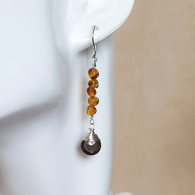Shop Smoky Quartz and Amber Earrings - Bijoux By Anne