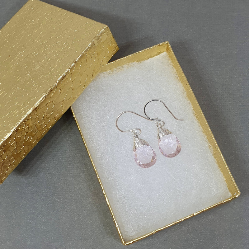 Order Pink Topaz Drop Earrings in Silver - Bijoux By Anne