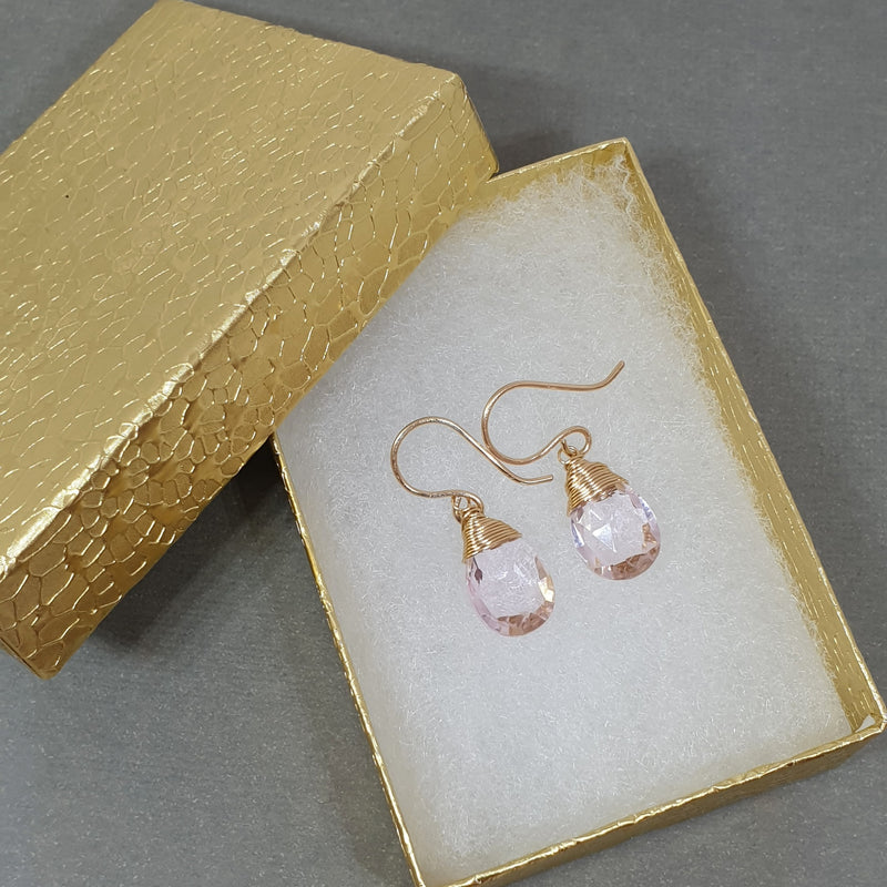 Order Pink Topaz Drop Earrings in Gold-Filled - Bijoux By Anne