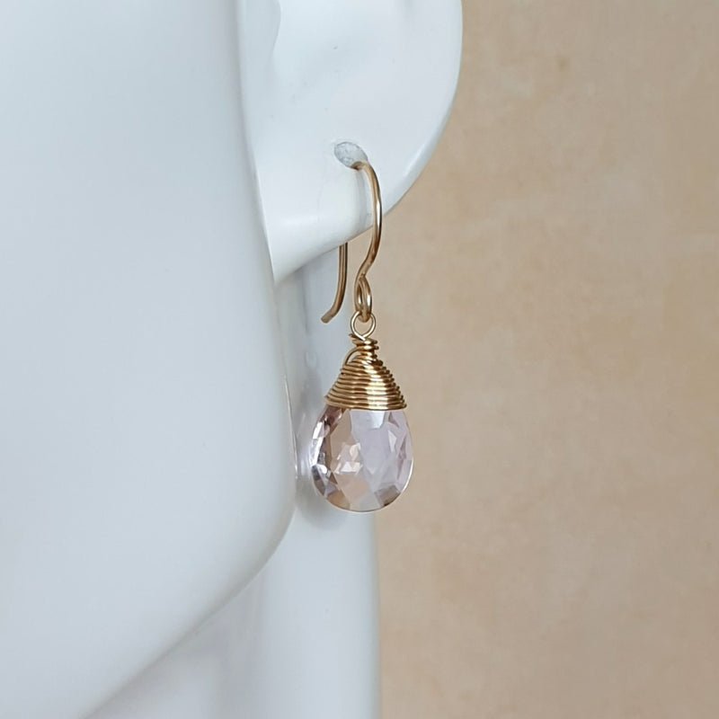Shop Pink Topaz Drop Earrings in Gold-Filled - Bijoux By Anne