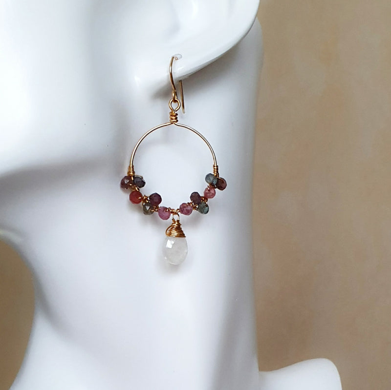 14K Zircon Hoop Earrings - Bijoux By Anne - buy stone earrings online