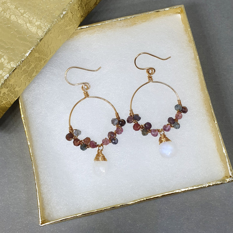 14K Zircon Hoop Earrings - Bijoux By Anne - buy gemstone gold earrings online