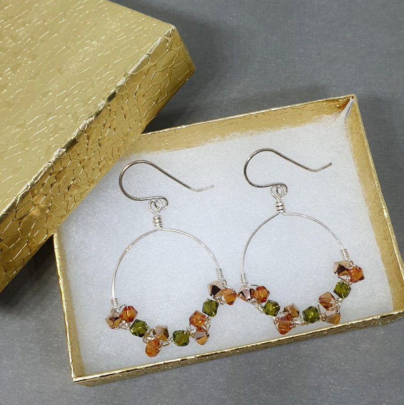 Order Colorful Swarovski Hoop Earrings in Sterling Silver - Bijoux By Anne