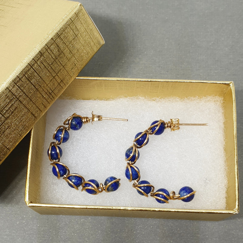 Shop Blue Lapis Lazuli Hoop Earrings - Bijoux By Anne