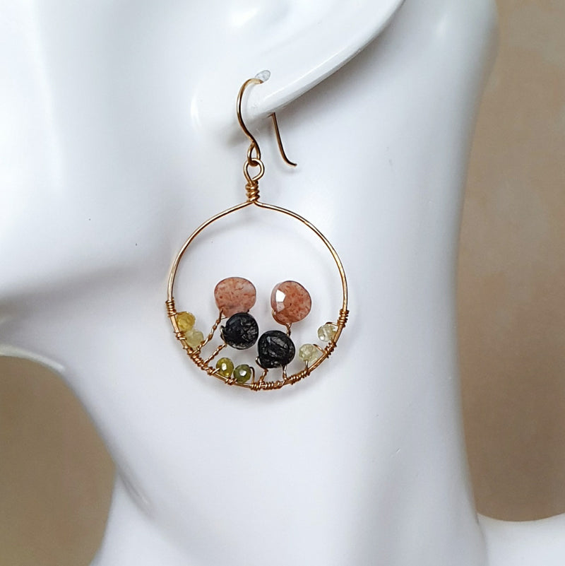 14K Boho Chic Hoop Earrings - Bijoux By Anne - buy stone earrings online