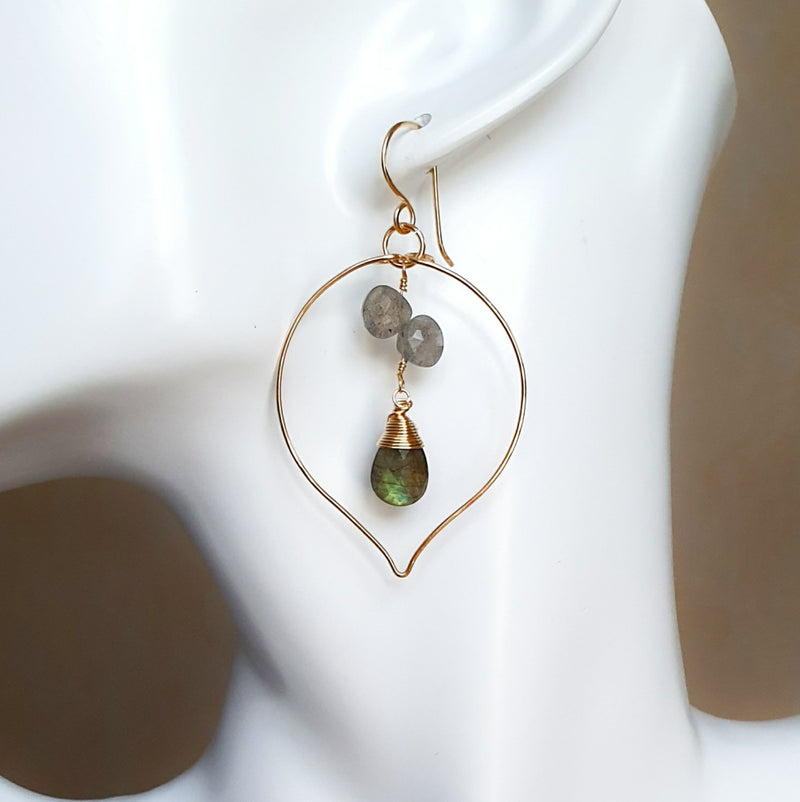 Labradorite Leaf Earrings - Bijoux By Anne - buy stone earrings online