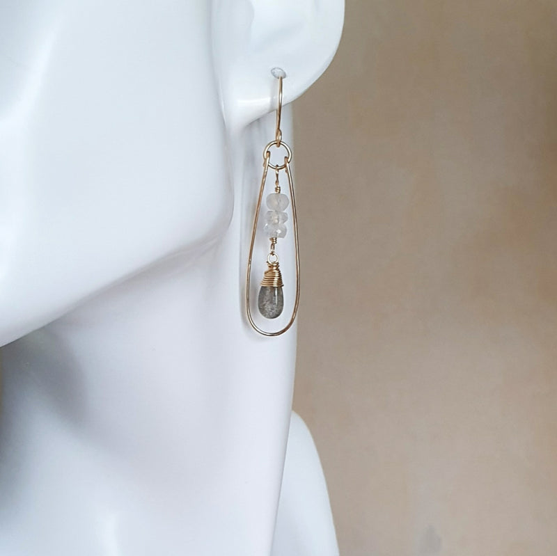 Gold Labradorite Dangle Earrings - Bijoux By Anne - buy stone earrings online