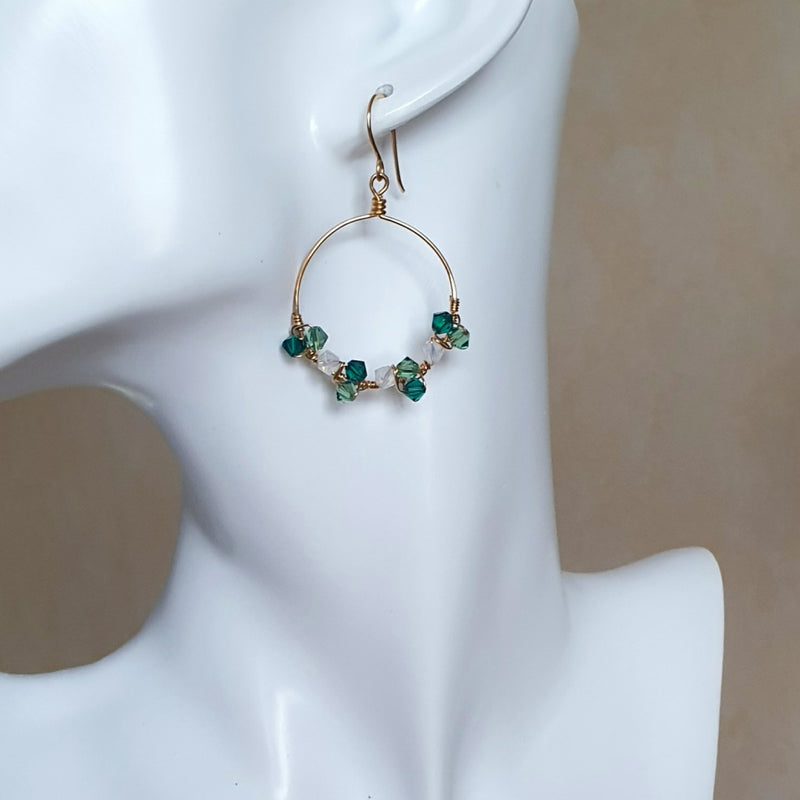 Green Swarovski Crystal Hoop Earrings - Bijoux By Anne - buy stone earrings online