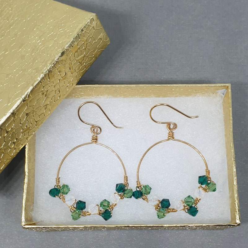 Green Swarovski Crystal Hoop Earrings - Bijoux By Anne - buy gemstone gold earrings online