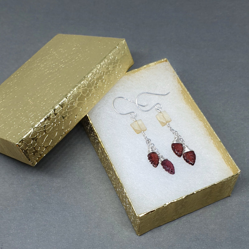 Order Citrine and Garnet Silver Chain Earrings - Bijoux By Anne