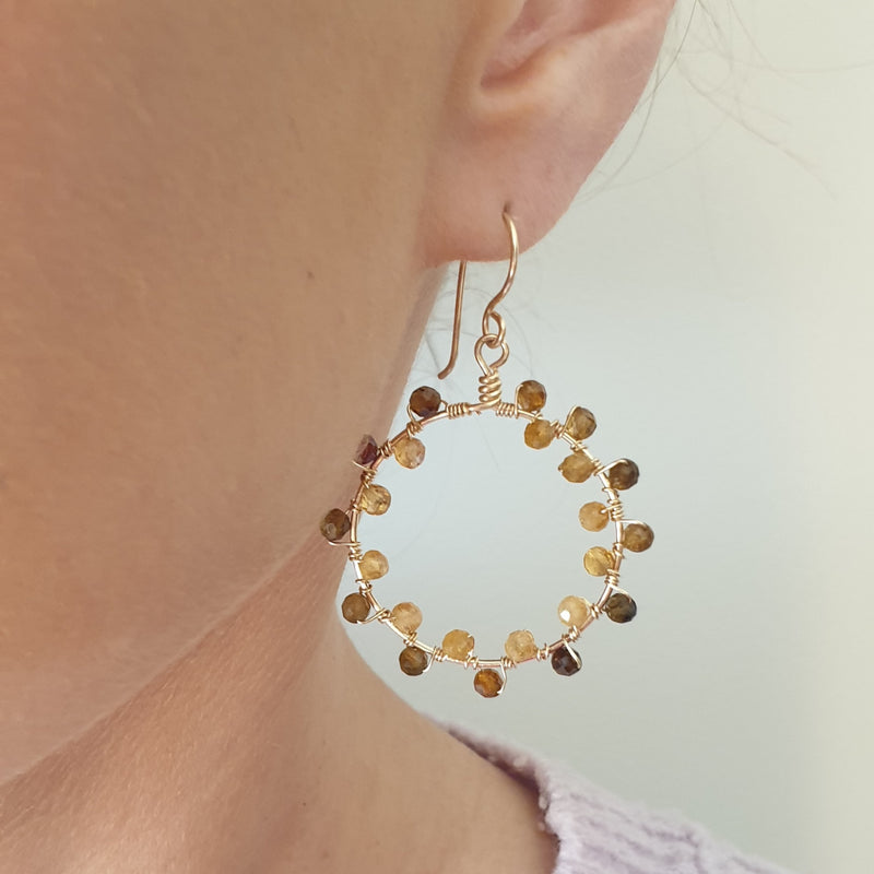 Order Hessonite Garnet Hoop Earrings - Bijoux By Anne