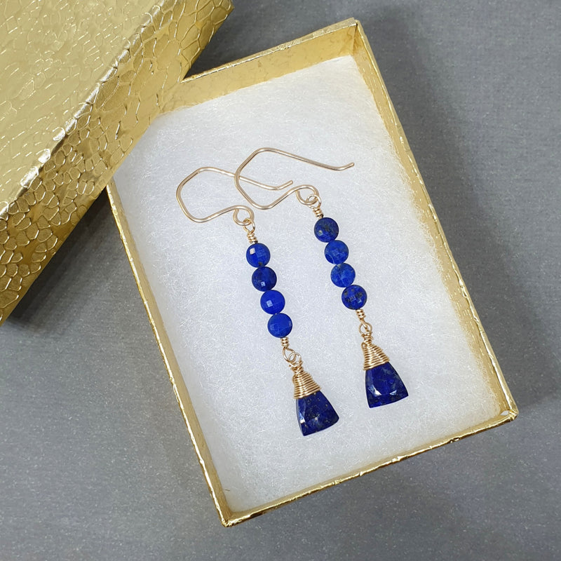Lapis Lazuli Gold Earrings - Bijoux By Anne  - buy gemstone gold earrings online
