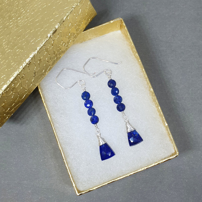 Shop Lapis Lazuli Silver Earrings - Bijoux By Anne