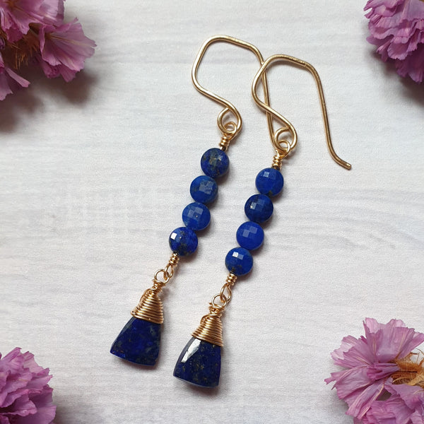 Lapis Lazuli Gold Earrings - Bijoux By Anne