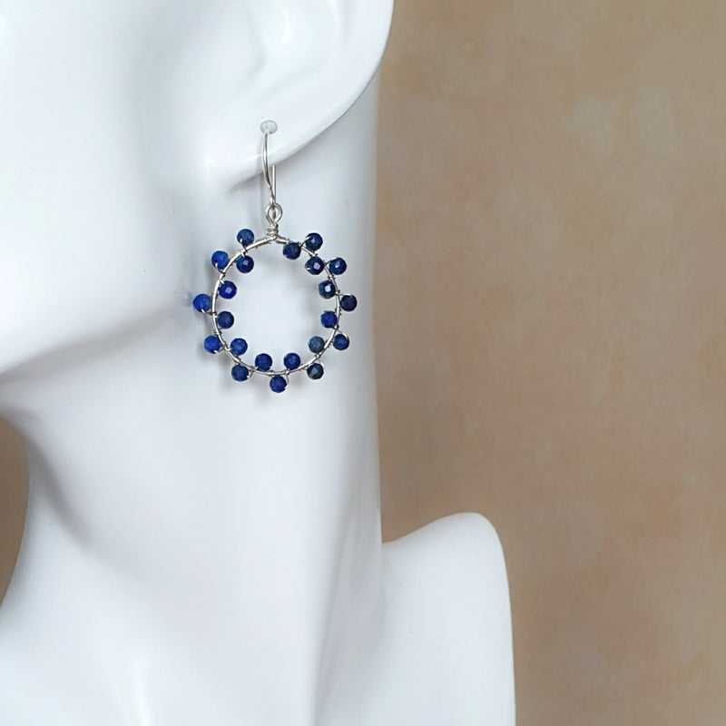 Order Lapis Lazuli Hoop Earrings Silver - Bijoux By Anne