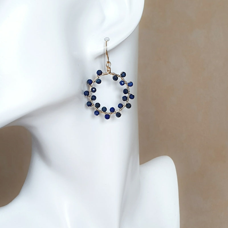 Lapis Lazuli Hoop Earrings Gold - buy gemstone gold earrings online - bijoux by anne